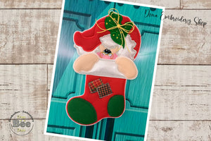 Mrs Claus in the Boot Ornament - ITH Project - Machine Embroidery Design
