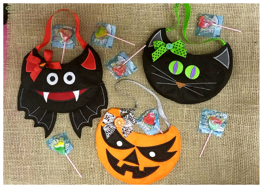 Halloween Candy Bags Set of 3 Designs - ITH Project - Machine Embroidery Design