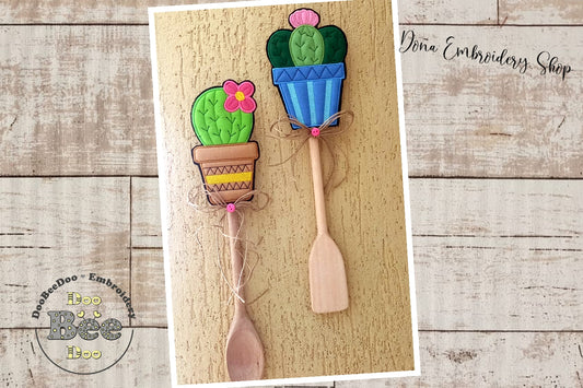 Cactus Spoon Ornaments - ITH Project - Machine Embroidery Design