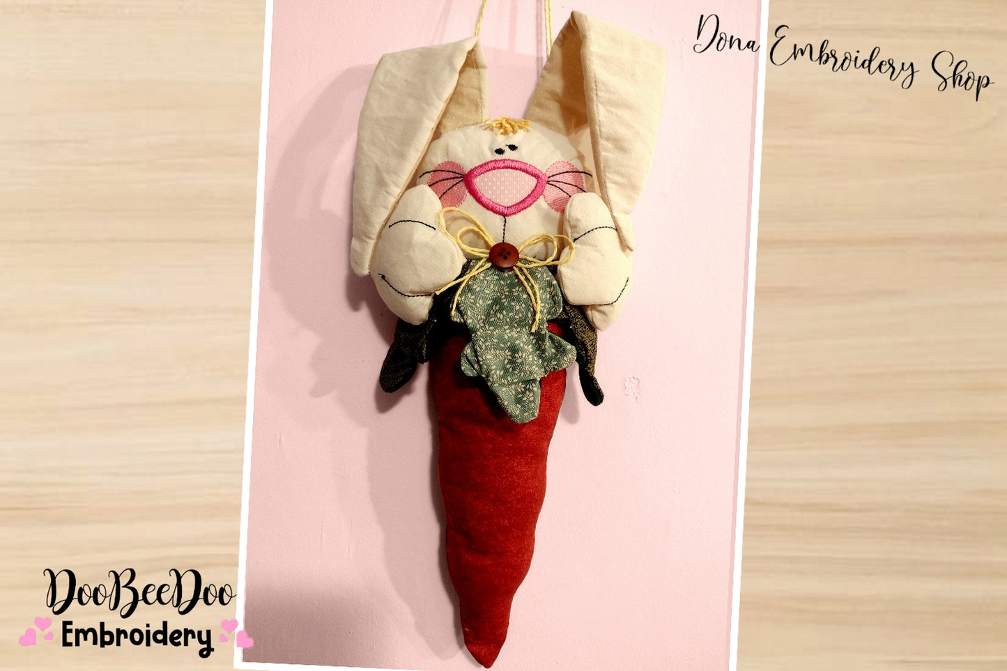 Bunny in the Carrot Ornament - ITH Project - Machine Embroidery Design