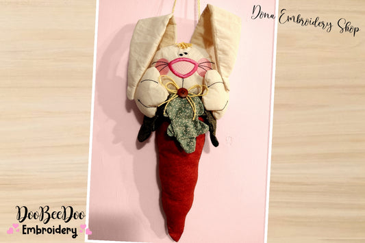 Bunny in the Carrot Ornament - ITH Project - Machine Embroidery Design