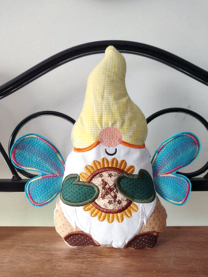 Sunflower Gnome Stuffie - ITH Project - Machine Embroidery Design