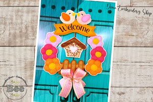 Spring Welcome Wreath - ITH Project - Machine Embroidery Design