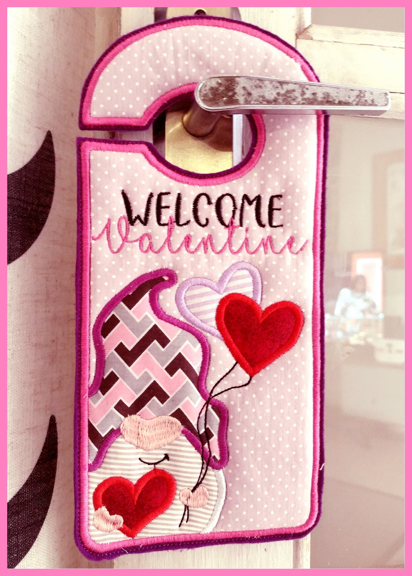 Welcome Valentine Door Hanger - ITH Project - Machine Embroidery Design