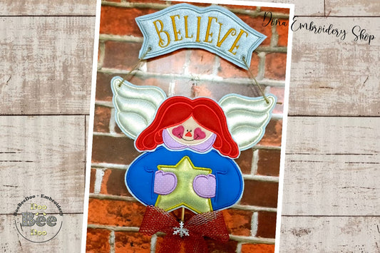 Angel Believe Ornament - ITH Project - Machine Embroidery Design
