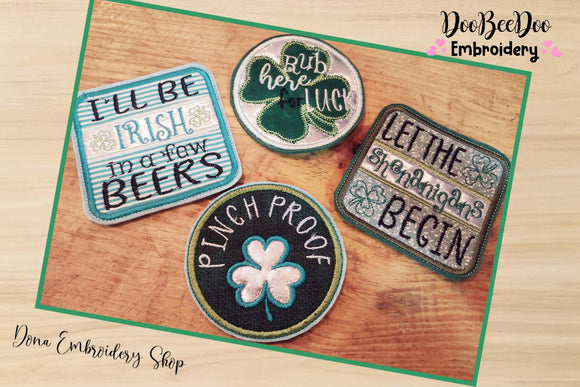 Saint Patrick´s Day Coasters Pack with 4 designs - ITH