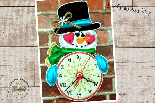 Snowman Clock Ornament - ITH Project - Machine Embroidery Design