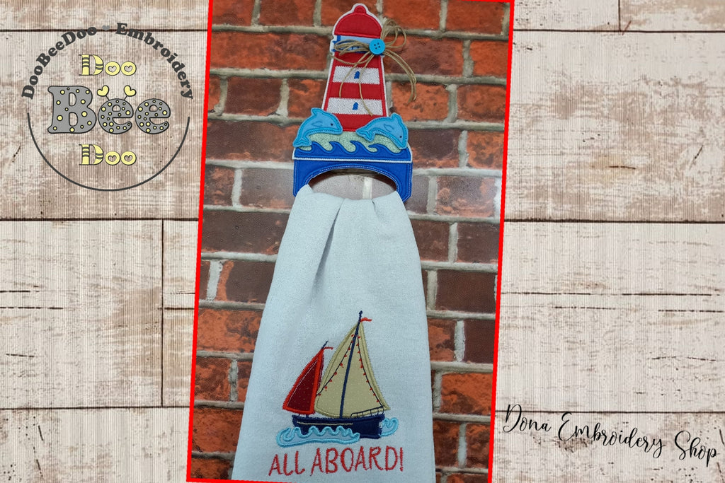 Nautical Dish Cloth Hanger - ITH Project - Machine Embroidery Design