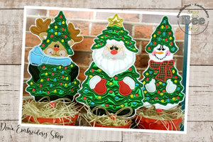 Christmas Tree vase ornaments Pack with 3 designs - ITH