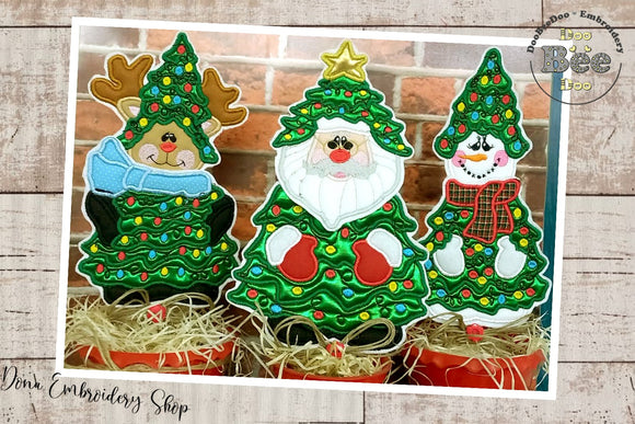 Christmas Tree Set of 3 Designs - ITH Project - Machine Embroidery Design