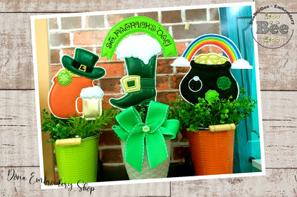 Leprechaun Ornaments Set of 3 designs - ITH Project - Machine Embroidery Design