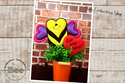 Bee my Valentine Ornament - ITH Project - Machine Embroidery Design
