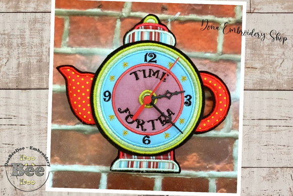 Time for Tea Clock - ITH Project - Machine Embroidery Design
