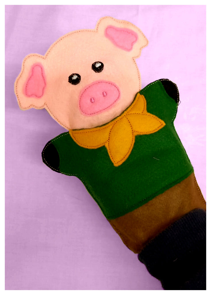 Tree Little Pigs Puppets Set - ITH Project - Machine Embroidery Design