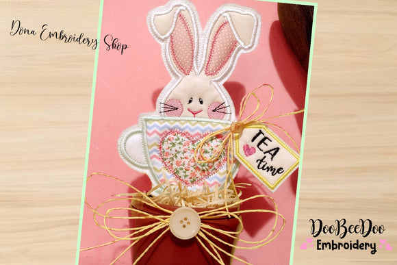 Bunny in the Cup Vase Ornament - ITH Project - Machine Embroidery Design