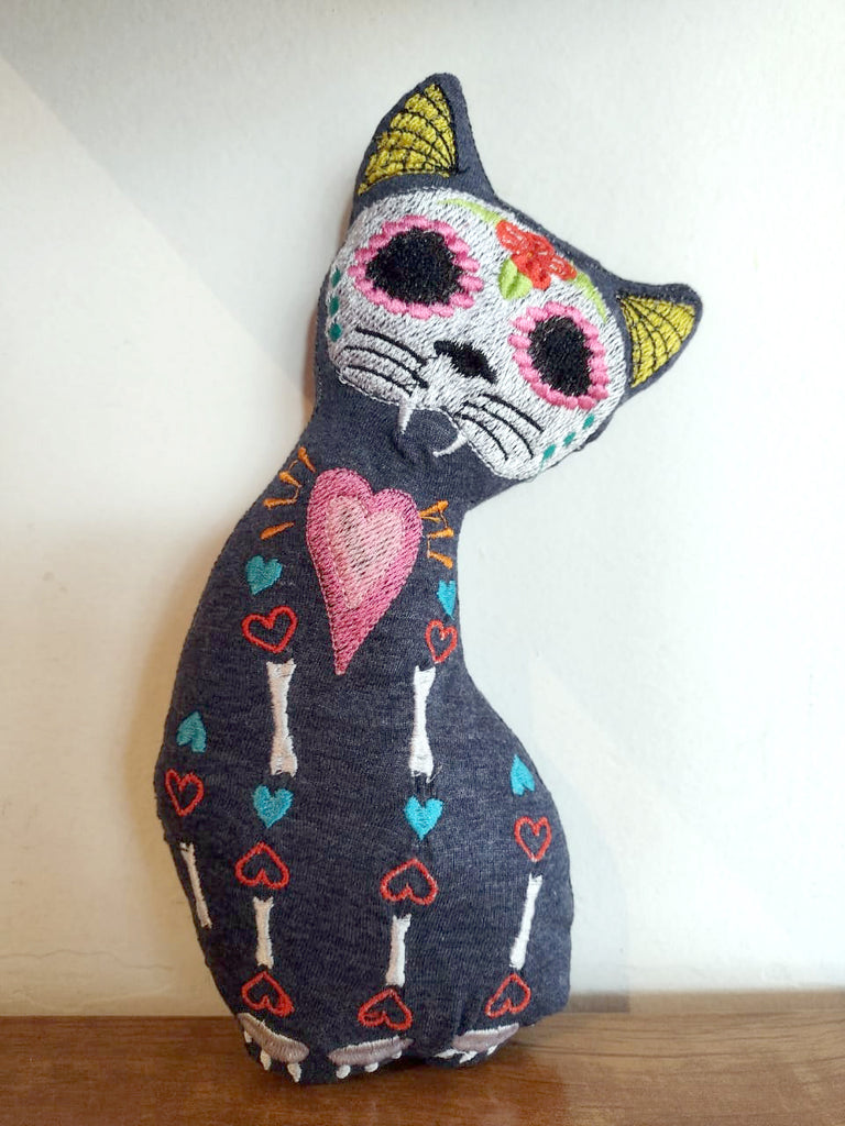 Mexican Skull Cat Stuffie - ITH Project - Machine Embroidery Design