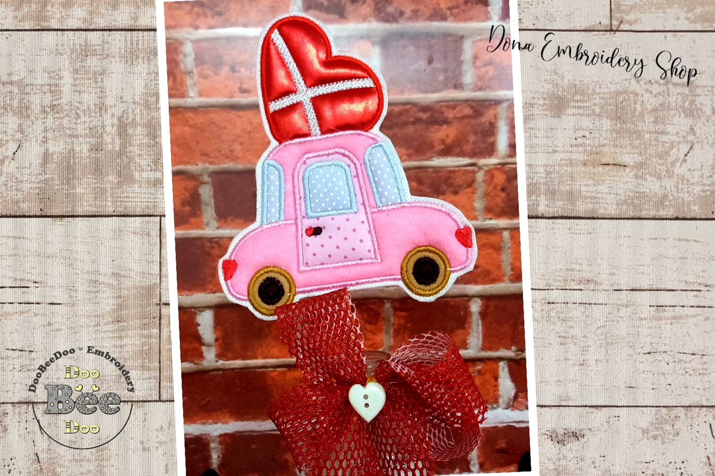 Love Car Ornament - ITH Project - Machine Embroidery Design