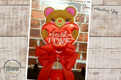 Just Love Bear Ornament - ITH Project - Machine Embroidery Design