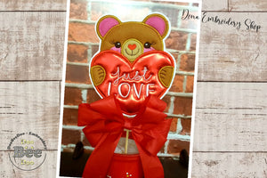 Just Love Bear Ornament - ITH