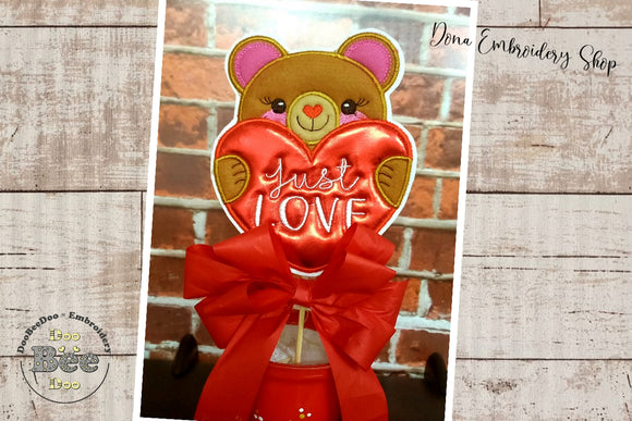 Just Love Bear Ornament - ITH Project - Machine Embroidery Design