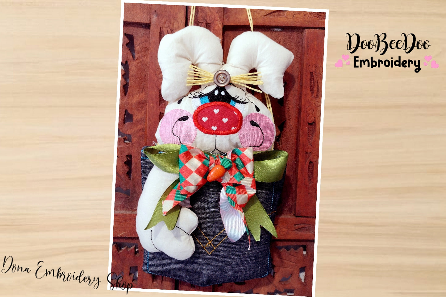 Bunny in the Pocket Ornament - ITH Project - Machine Embroidery Design