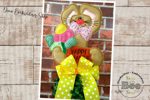 Happy Easter Bunny Ornament - ITH Project - Machine Embroidery Design