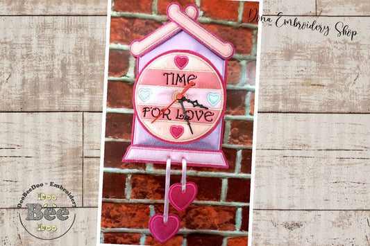 Time for Love Clock Ornament - ITH Project - Machine Embroidery Design