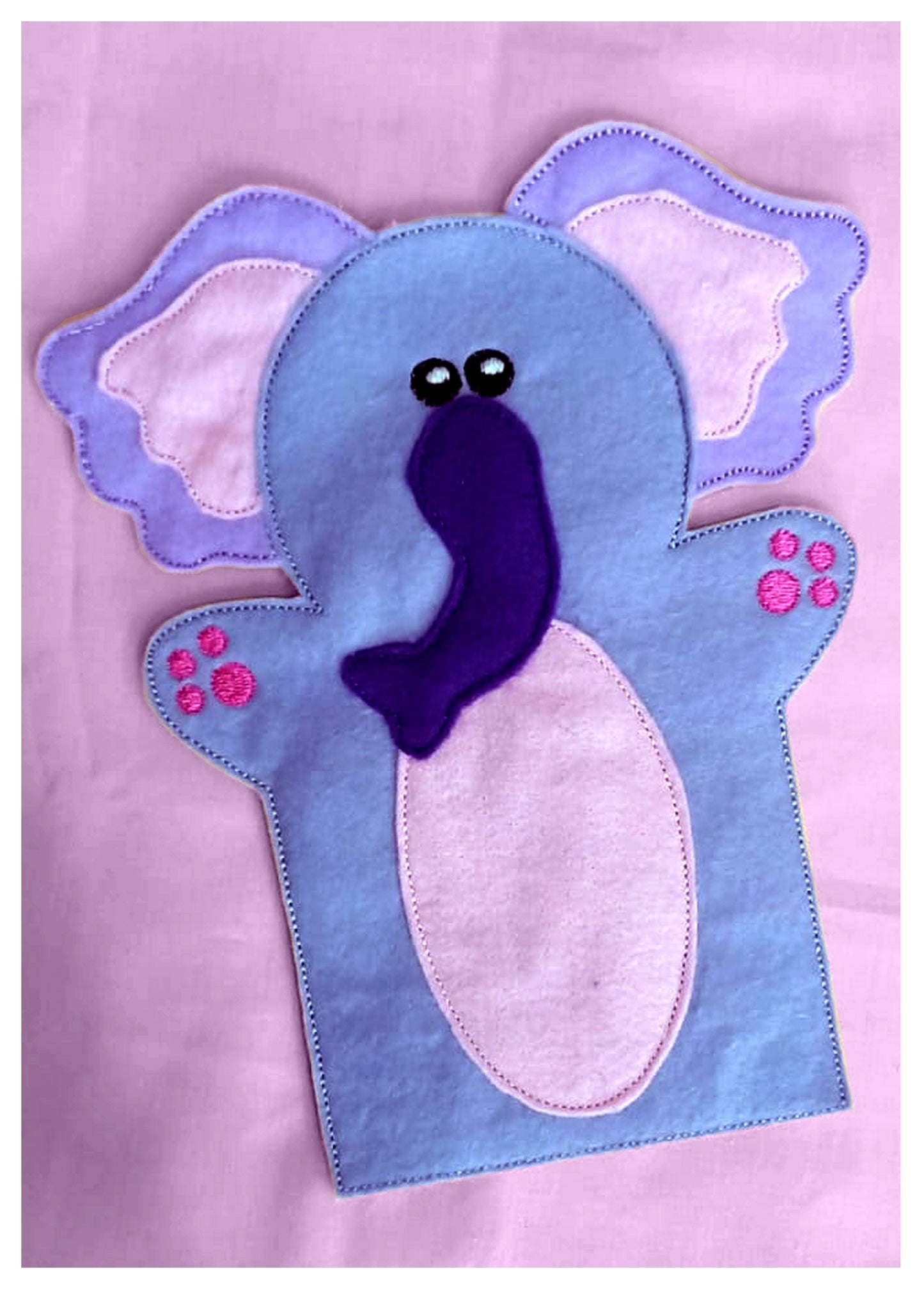 Elephant Puppet - ITH Project - Machine Embroidery Design