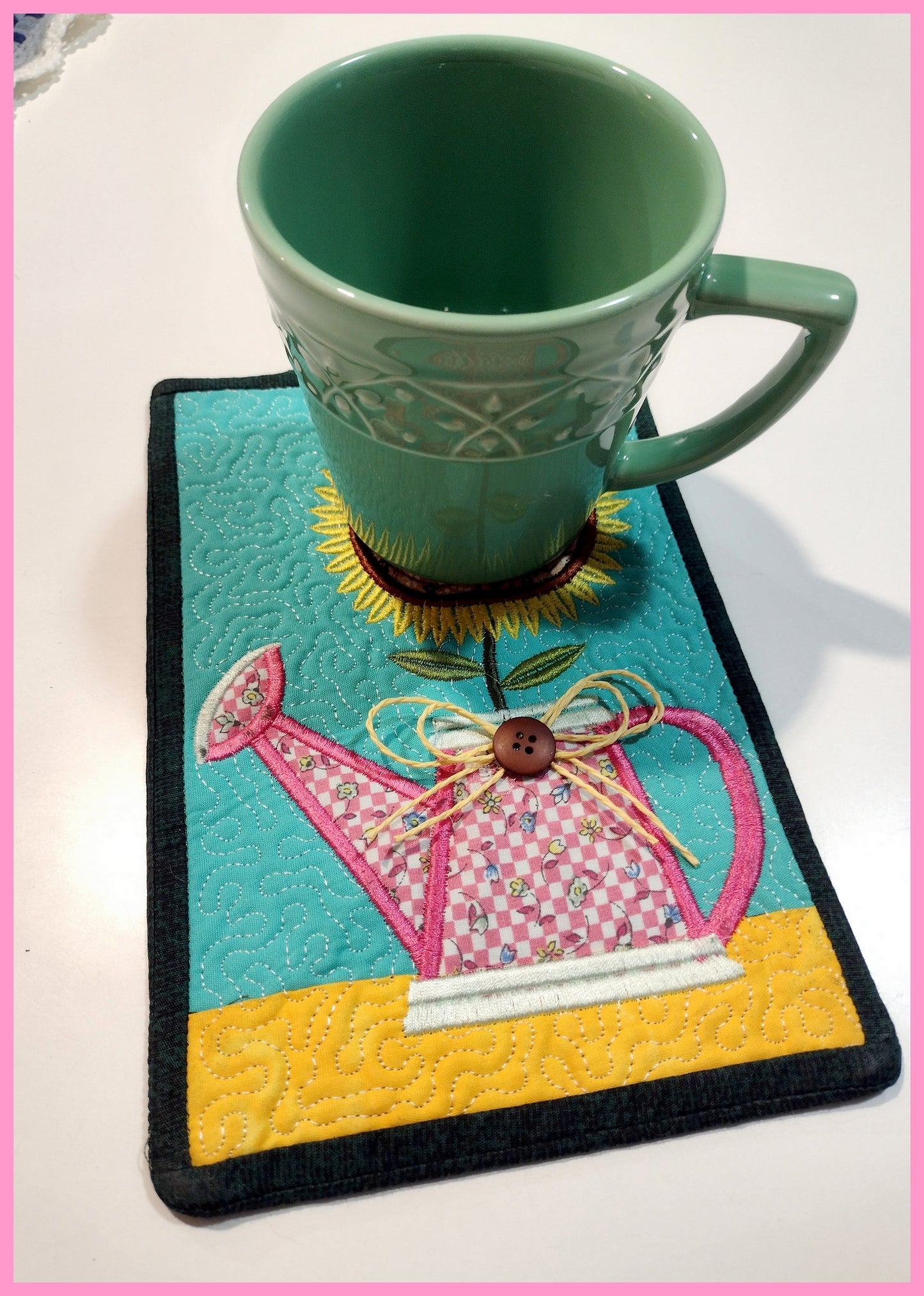 Sunflower Mug Rug - ITH Project - Machine Embroidery Design