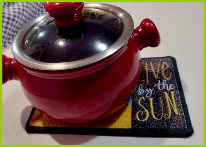 Live by the Sun Mug Rug - ITH Project - Machine Embroidery Design