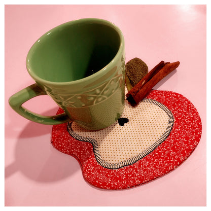 Apple Mug Rug - ITH Project - Machine Embroidery Design
