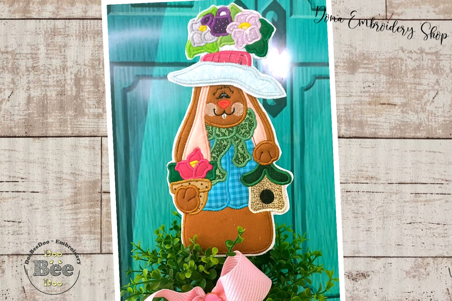 Spring Boy Bunny Ornament - ITH Project - Machine Embroidery Design