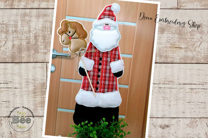 Santa and Horse Vase Ornament - ITH Project - Machine Embroidery Design