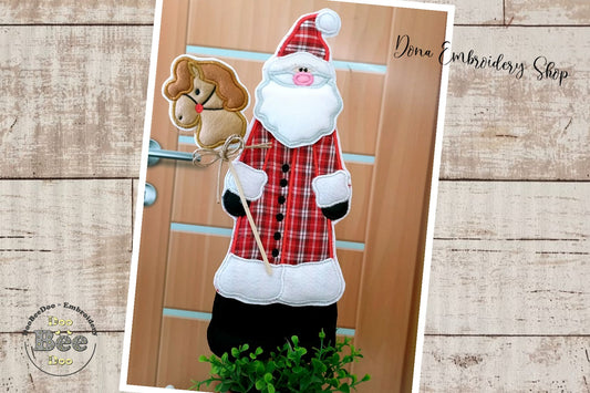 Santa and Horse Vase Ornament - ITH Project - Machine Embroidery Design
