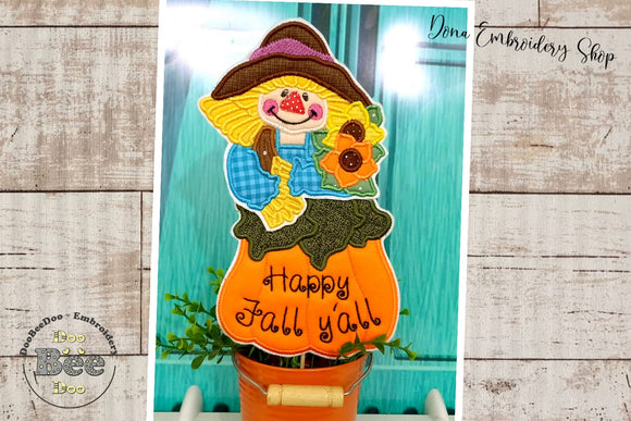 Happy Fall Y´all Scarecrow Ornament - ITH Project - Machine Embroidery Design