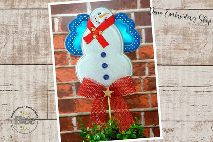 Angel Snowman Vase Ornament - ITH Project - Machine Embroidery Design