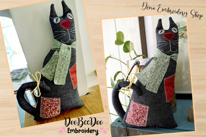 Black Cat Stuffie - ITH Project - Machine Embroidery Design