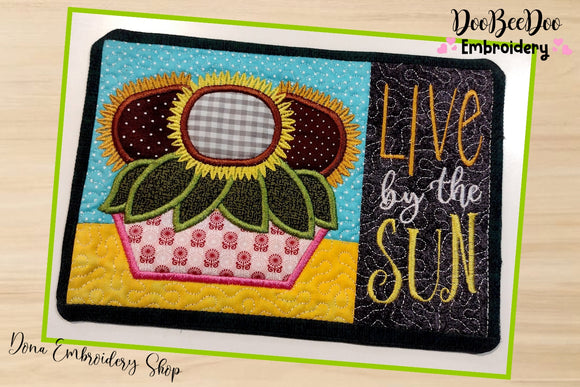Live by the Sun Mug Rug - ITH Project - Machine Embroidery Design