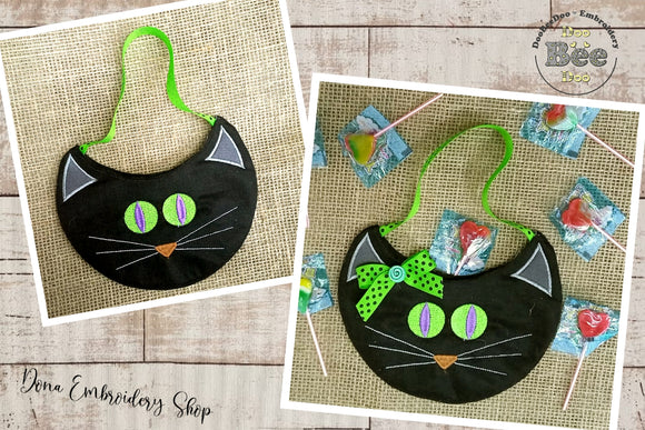 Halloween Cat Candy Bag - ITH Project - Machine Embroidery Design