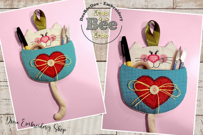 Cute Cat Wall Pocket - ITH Project - Machine Embroidery Design