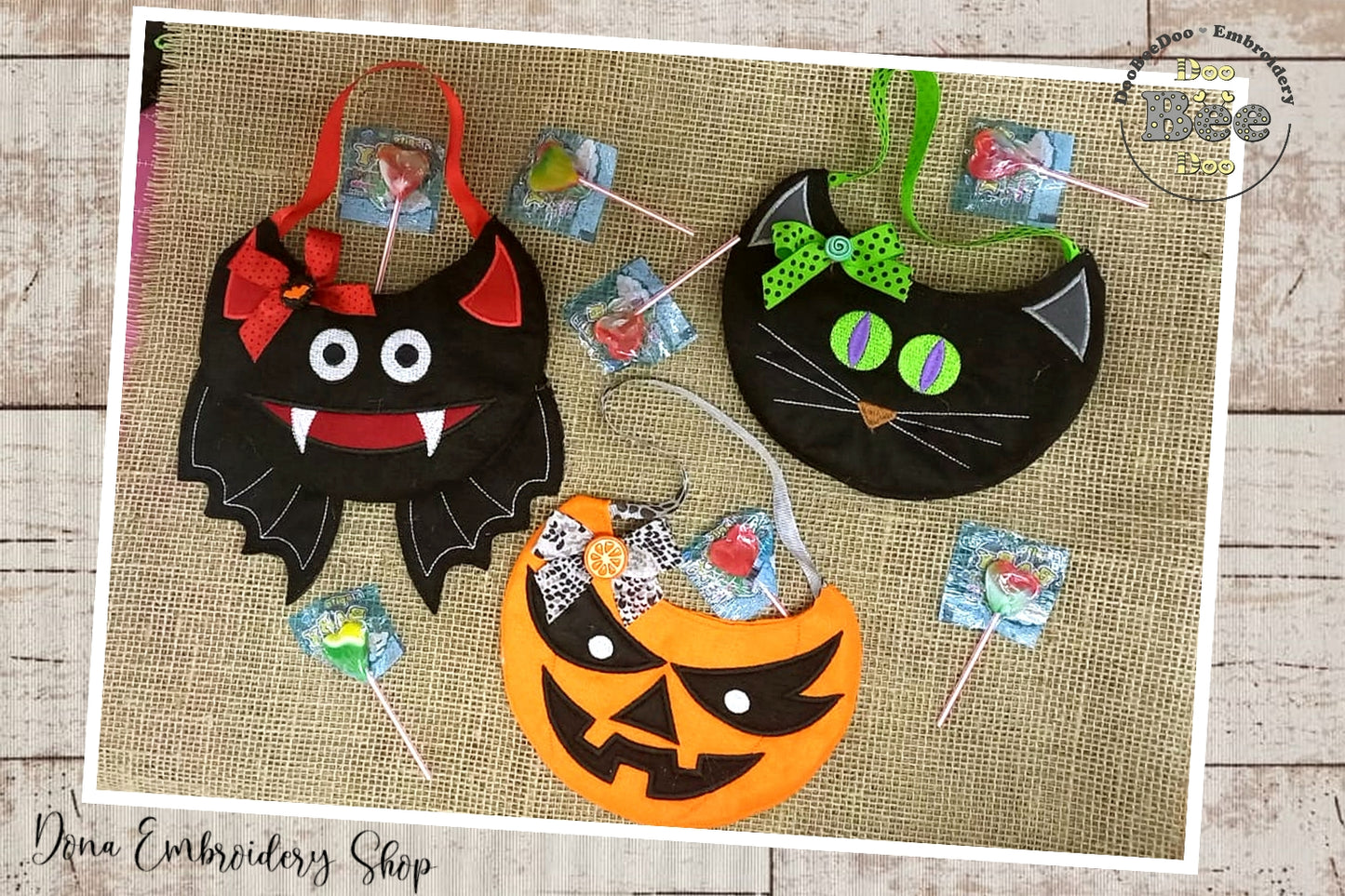 Halloween Candy Bags Set of 3 Designs - ITH Project - Machine Embroidery Design