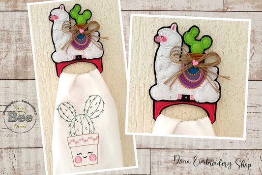 Llama Dish Cloth Hanger - ITH Project - Machine Embroidery Design