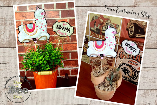 No Drama Llama Ornament - ITH Project - Machine Embroidery Design