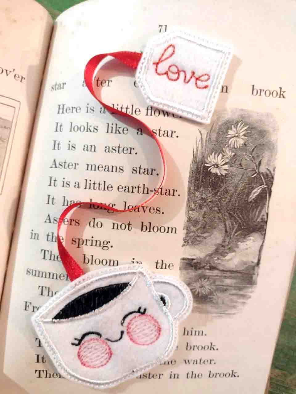 Love Teacup Bookmarker - ITH Project - Machine Embroidery Design