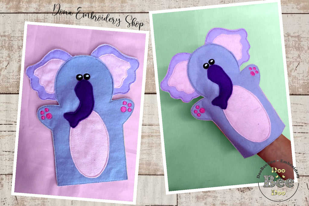 Elephant Puppet - ITH Project - Machine Embroidery Design