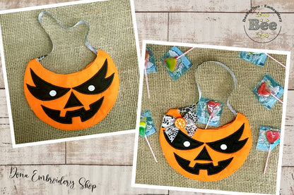 Halloween Pumpkin Candy Bag - ITH Project - Machine Embroidery Design
