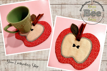 Apple Mug Rug - ITH Project - Machine Embroidery Design