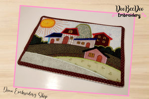 Happy Village Mug Rug - ITH Project - Machine Embroidery Design
