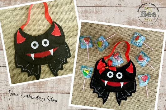 Halloween Bat Candy Bag - ITH Project - Machine Embroidery Design