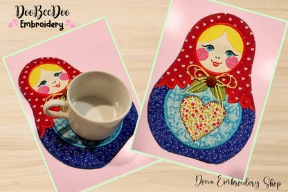 Matrioska Mug Rug - ITH Project - Machine Embroidery Design